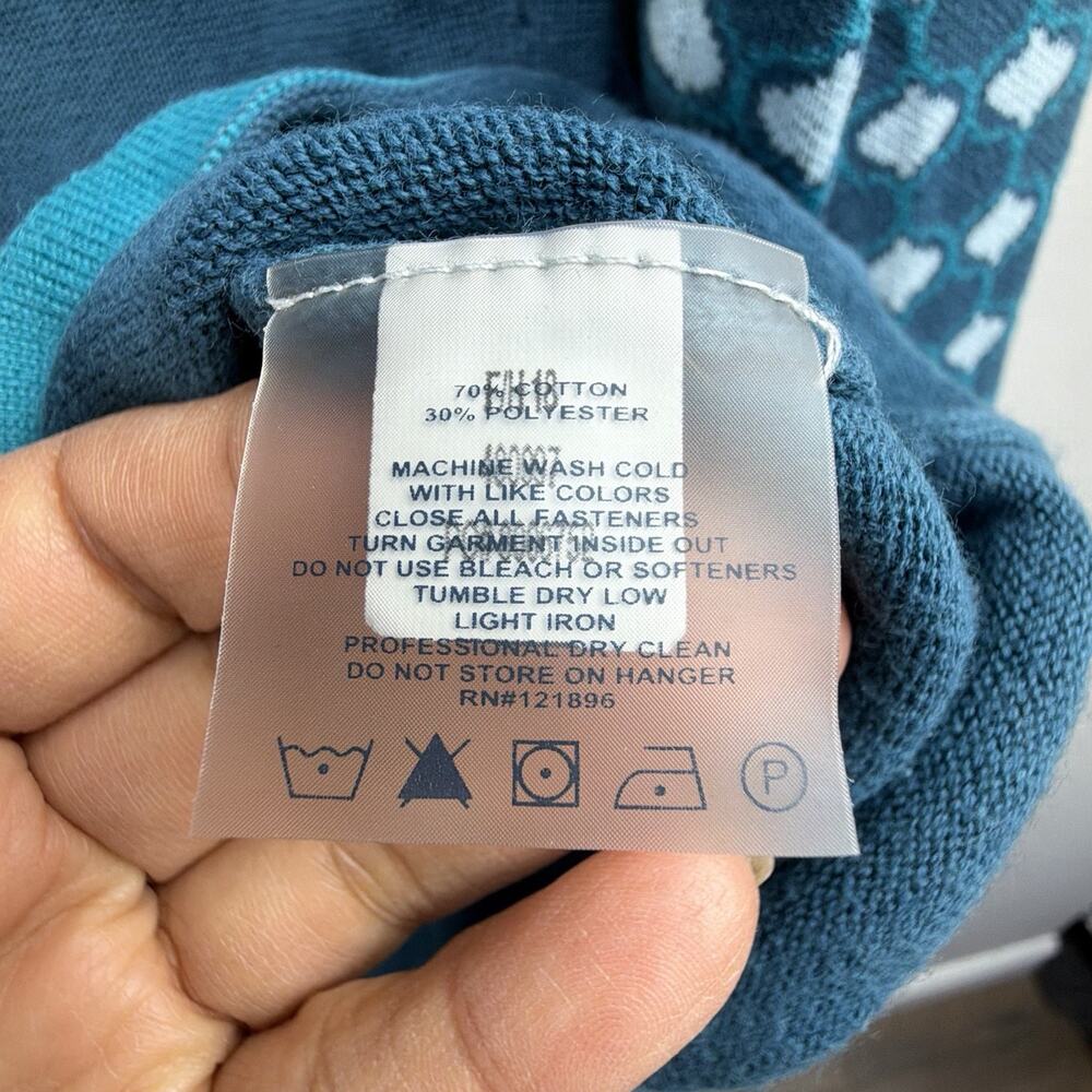 Title Nine Cotton Blend Teal Blue Raglan Sleeve Sweater Size S - Picture 9 of 9